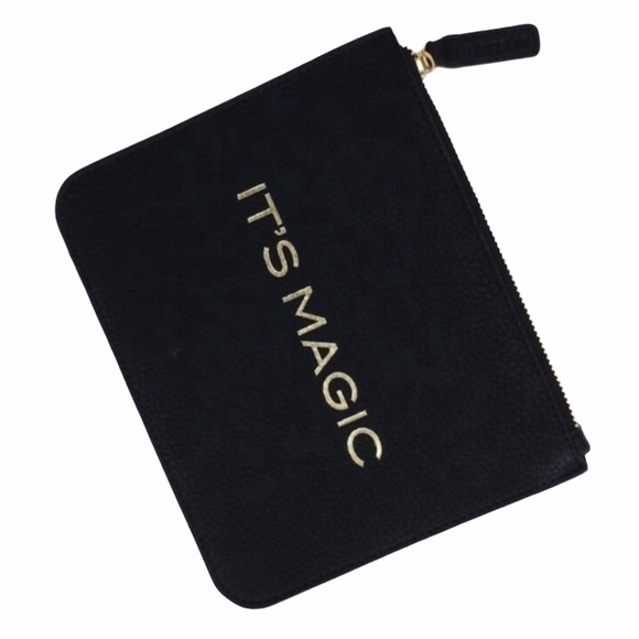 Magicsuit Handbags - Magicsuit Black pouch with zipper & gold lettering